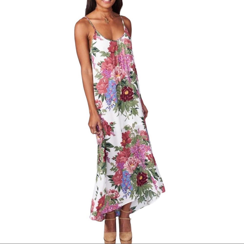 Show Me Your Mumu Dress Midi White Red Floral Duchess Darling Turlington Medium